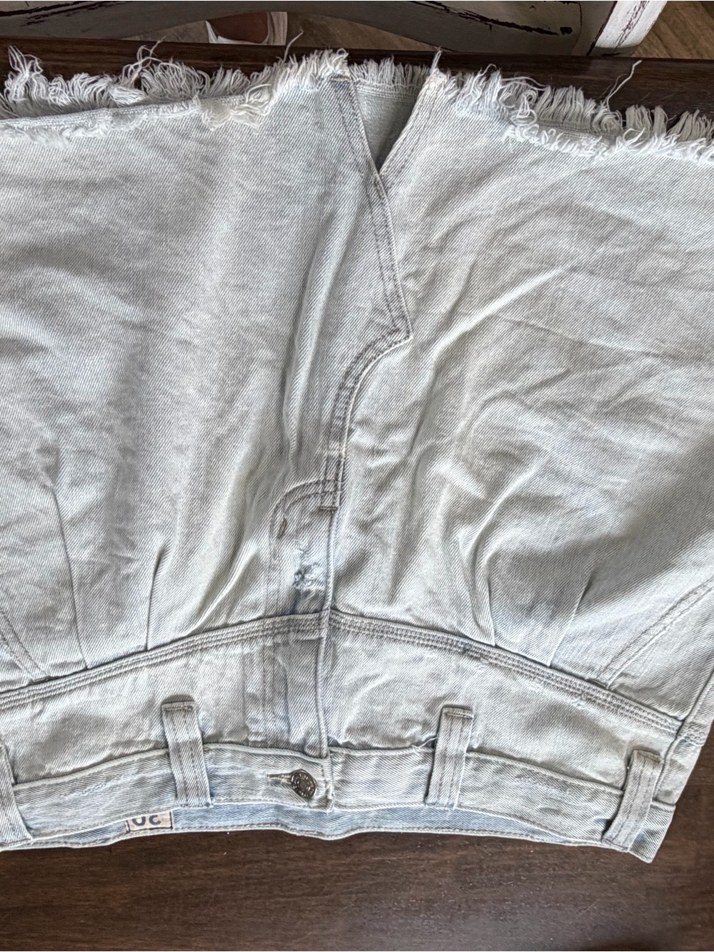 We The Free Light Wash Denim Mini Skirt